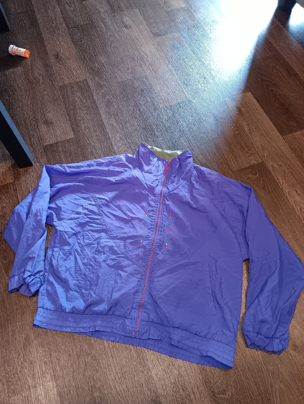 Vintage 90s Puma Purple Jacket with Pink Zipper Sz L